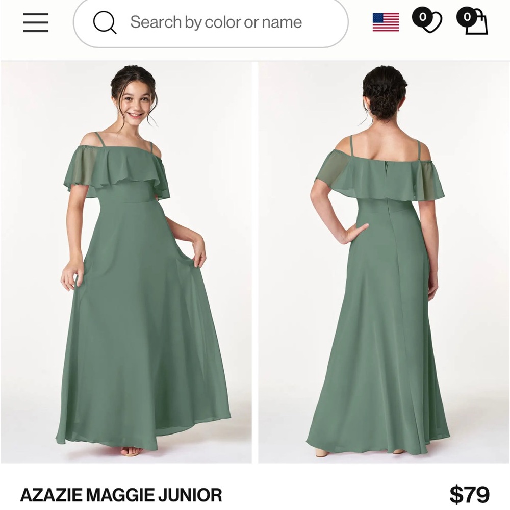 Azazie Maggie Junior Green Formal Dress- Dusty sage